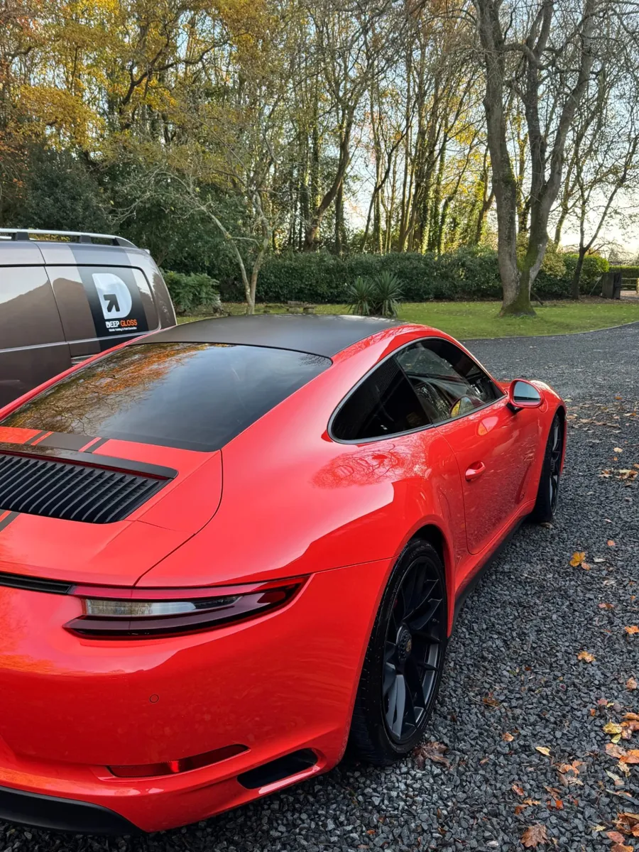 Porsche beside the Deep Gloss Valeting mobile van
